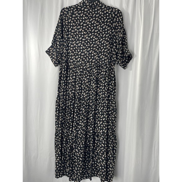 Natural Life Rebecca Black Floral Rayon Cottagecore Praire Midi Dress Medium - Picture 6 of 13